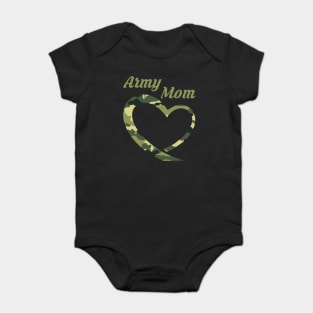 Proud Army Mother T-Shirt Gift Army Mothers Heart Baby Bodysuit